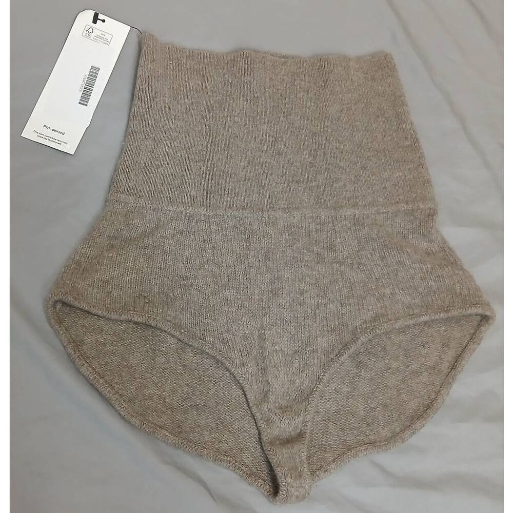 Khaite womens xs cashmere micro shorts tan oatmeal